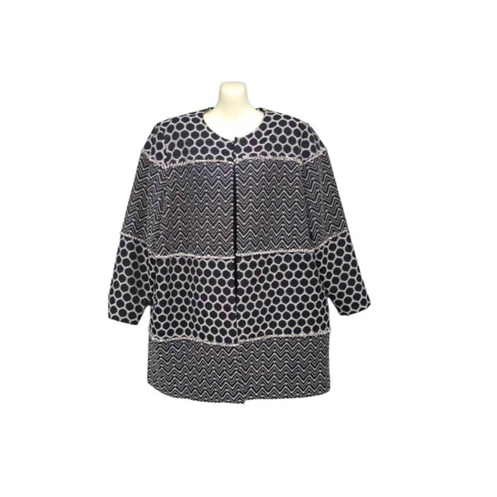The Limited Open Front Fully Lined Jacket, Black and Cream, Size 18W